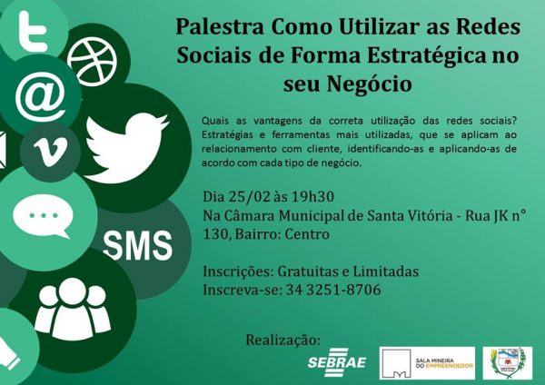 Santa Vitória terá palestra de como utilizar as redes sociais de Forma estratégica no seu Negócio