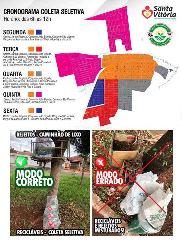 Prefeitura implanta coleta seletiva e pede sua colaboração para separar o lixo de modo correto