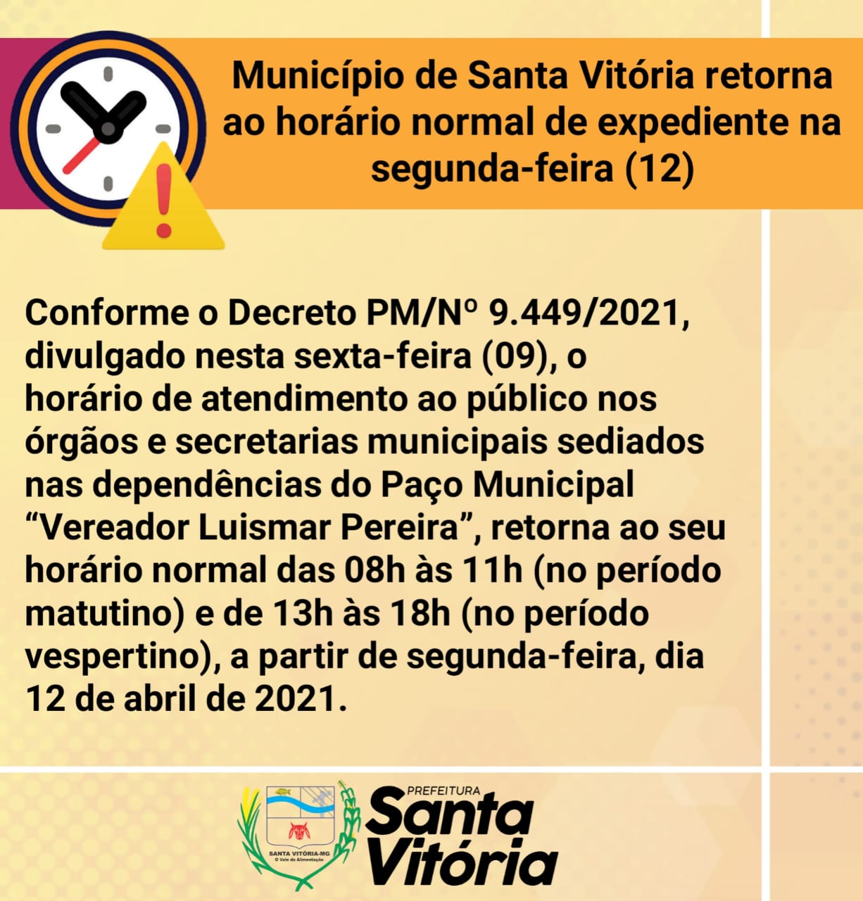 Prefeitura de Santa Vitória tem horários especiais em dias de jogos do  Brasil na Copa - Prefeitura Municipal de Santa Vitória-MG